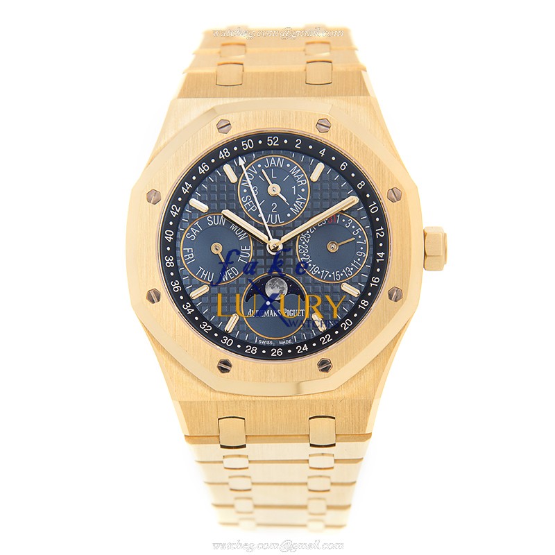 Audemars Piguet Royal Oak 26574BA.OO.1220BA.01 Automatic 18kt Yellow Gold Blue Dial Replica Watch - Image 2
