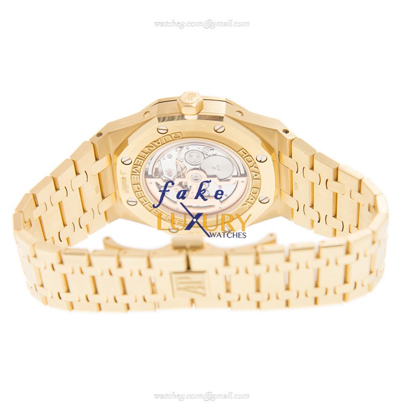 Audemars Piguet Royal Oak 26574BA.OO.1220BA.01 Automatic 18kt Yellow Gold Blue Dial Replica Watch - Image 4