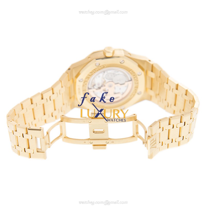 Audemars Piguet Royal Oak 26574BA.OO.1220BA.01 Automatic 18kt Yellow Gold Blue Dial Replica Watch - Image 5