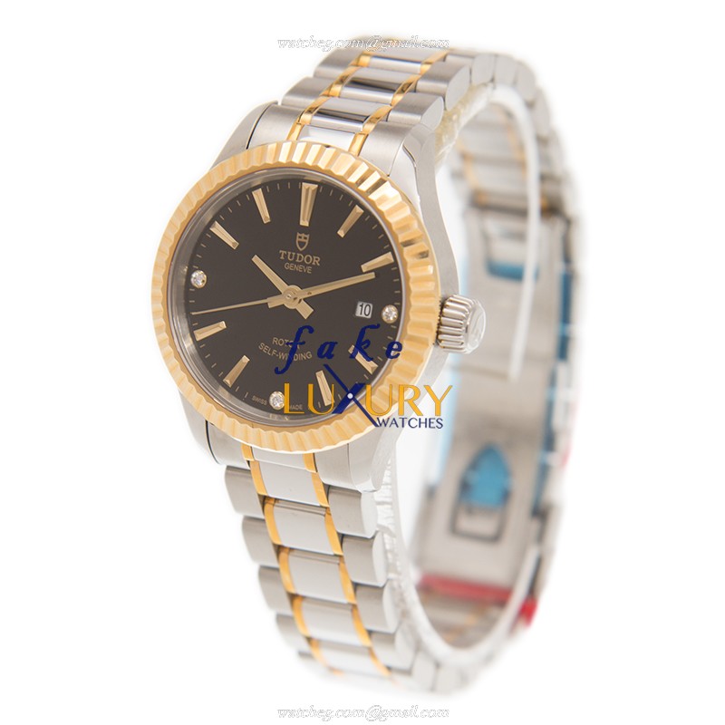 Tudor 12113-65013-369DI-BK Automatic 18kt Gold & Steel Case Replica Watch, Black Dial, Silver & - Image 3