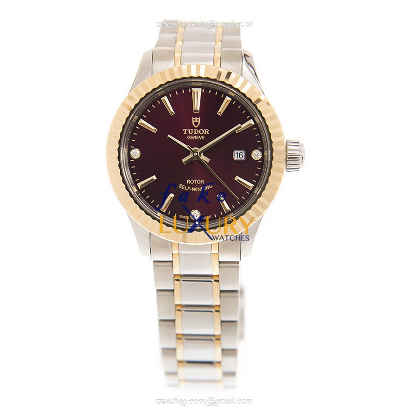Brand Tudor Model 12113-65013-369DI-PUR Replica Watch, Automatic, 18kt Gold & Steel Case, Purple - Image 2