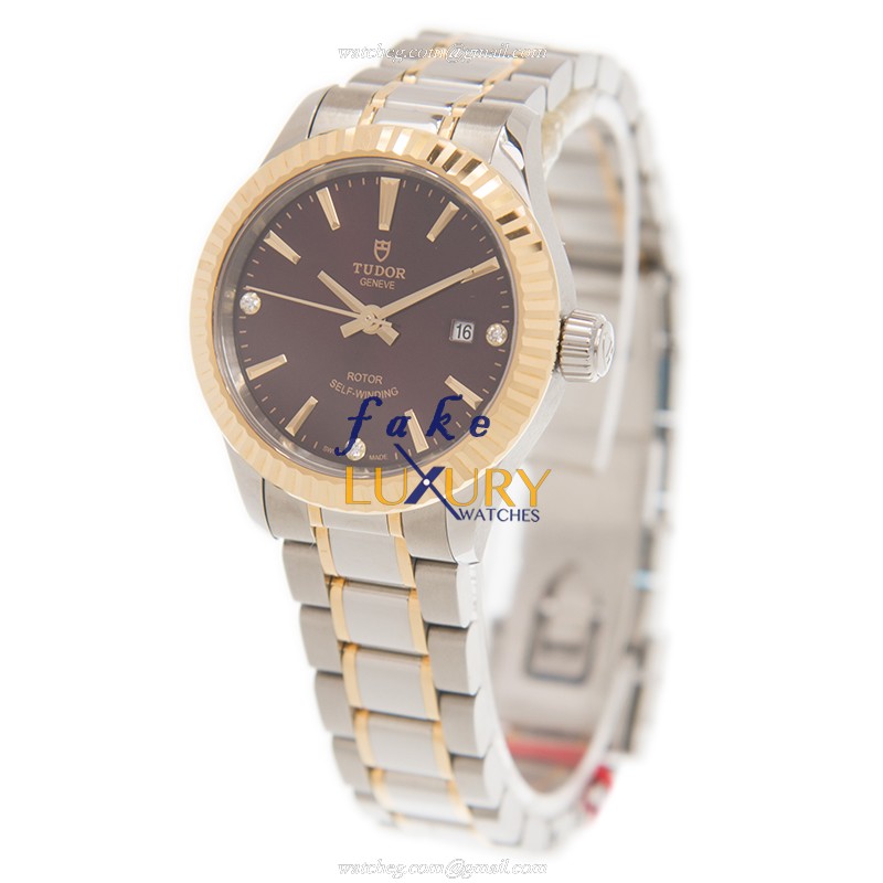 Brand Tudor Model 12113-65013-369DI-PUR Replica Watch, Automatic, 18kt Gold & Steel Case, Purple - Image 3