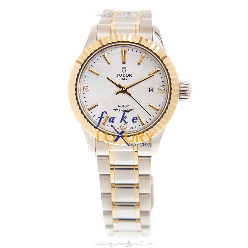 Tudor 12113-65013-369DI-NCWT Automatic 18kt Gold & Steel Replica Watch - White Dial, Sapphire - Image 2