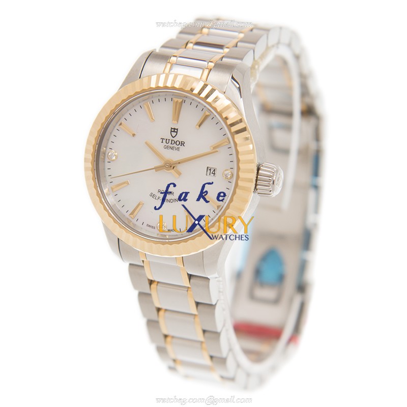 Tudor 12113-65013-369DI-NCWT Automatic 18kt Gold & Steel Replica Watch - White Dial, Sapphire - Image 3
