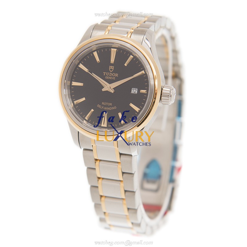 TUDOR 12103-65013-BK | Automatic | 18kt Gold & Steel | Black Dial Replica Watch - Image 3
