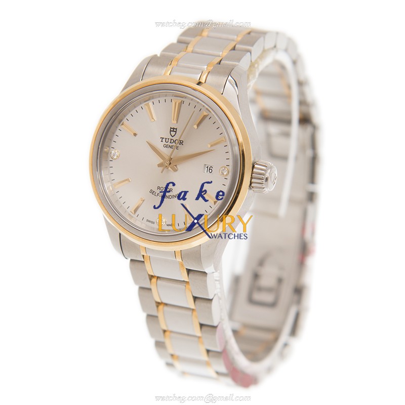 Tudor 12103-65013-369DI-SV | Automatic | 18kt Gold Diamond Steel | Silver Dial Gold Strap | Replica - Image 3