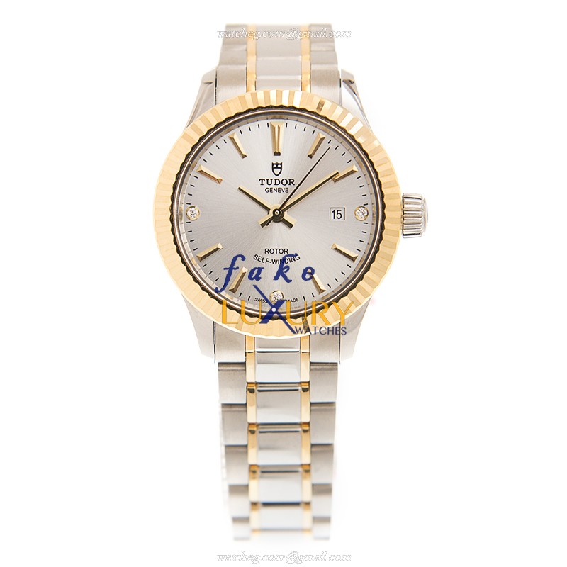 - Tudor 12113-65013-369DI-SV Replica Watch - Automatic - Silver Dial - 18kt Gold & Steel Case - Image 2