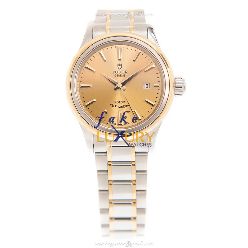 Tudor 12103-65013-CH Replica Watch, Automatic, 18kt Gold & Steel Case, Gold Dial - Image 2