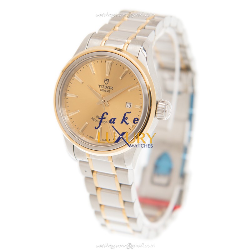 Tudor 12103-65013-CH Replica Watch, Automatic, 18kt Gold & Steel Case, Gold Dial - Image 3