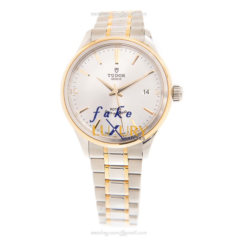 Tudor 12503-65053-369DI-SV Automatic 18kt Gold & Steel Case Silver Dial Replica Watch - Image 2