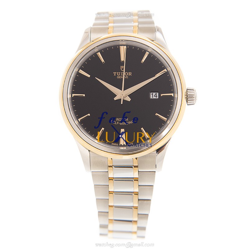 Tudor 12703-65073-BK Luxury Automatic 18kt Gold & Steel Replica Watch, Black Dial, Silver & Gold - Image 2