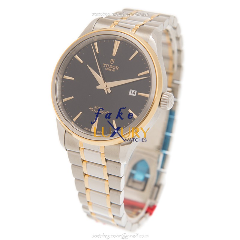 Tudor 12703-65073-BK Luxury Automatic 18kt Gold & Steel Replica Watch, Black Dial, Silver & Gold - Image 3