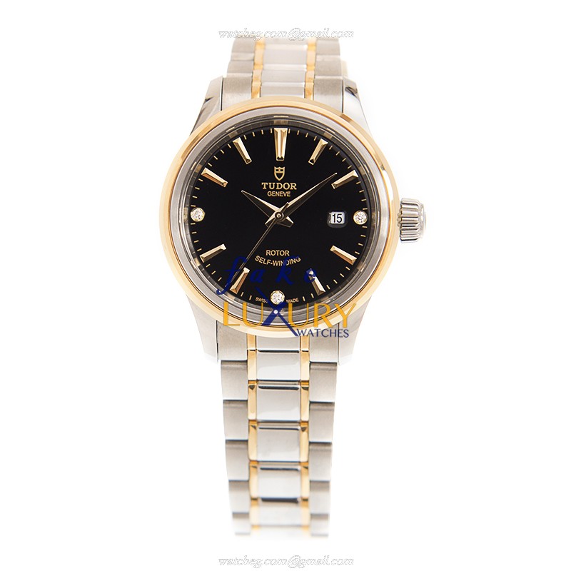 Tudor 12103-65013-369DI-BK Automatic 18kt Gold & Steel Replica Watch - Black Dial, Sapphire Crystal - Image 2