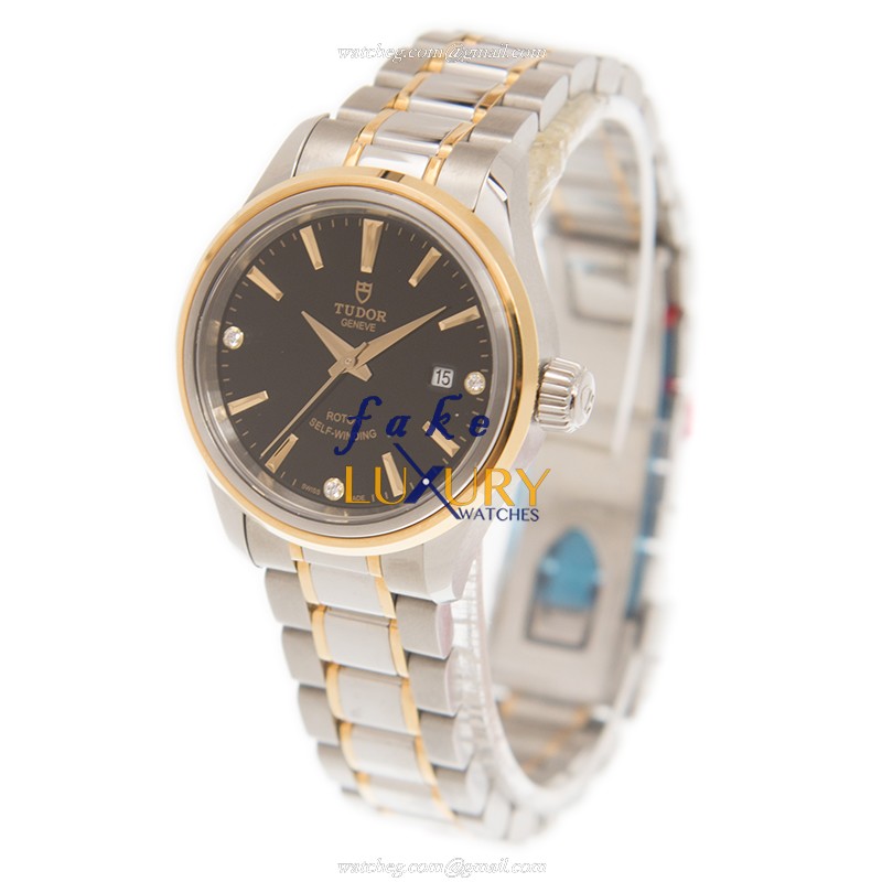 Tudor 12103-65013-369DI-BK Automatic 18kt Gold & Steel Replica Watch - Black Dial, Sapphire Crystal - Image 3