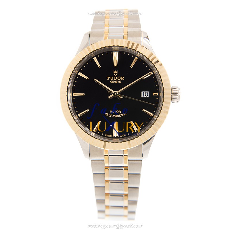 Tudor 12513-65053-BK Replica Watch, Automatic Movement, 18kt Gold & Steel Case, Black Dial - Image 2