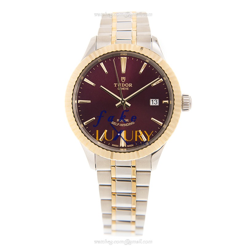 Tudor 12513-65053-PUR Replica Watch, Automatic, 18kt Gold & Steel Case, Deep Purple Dial - Image 2