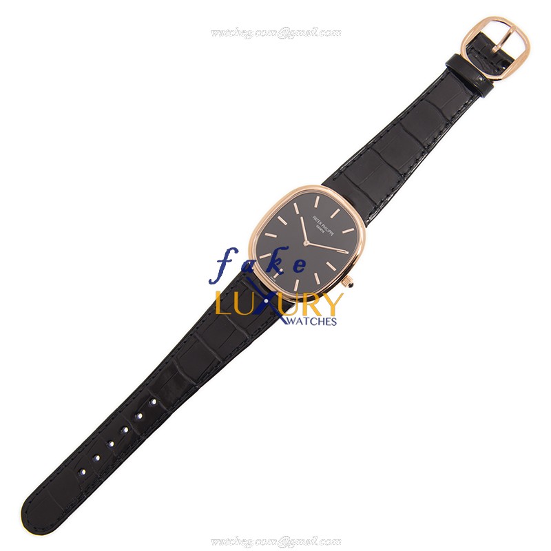 Patek Philippe 5738R-001 Golden Ellipse Automatic 18kt Rose Gold Black Dial Replica Watch - Image 2