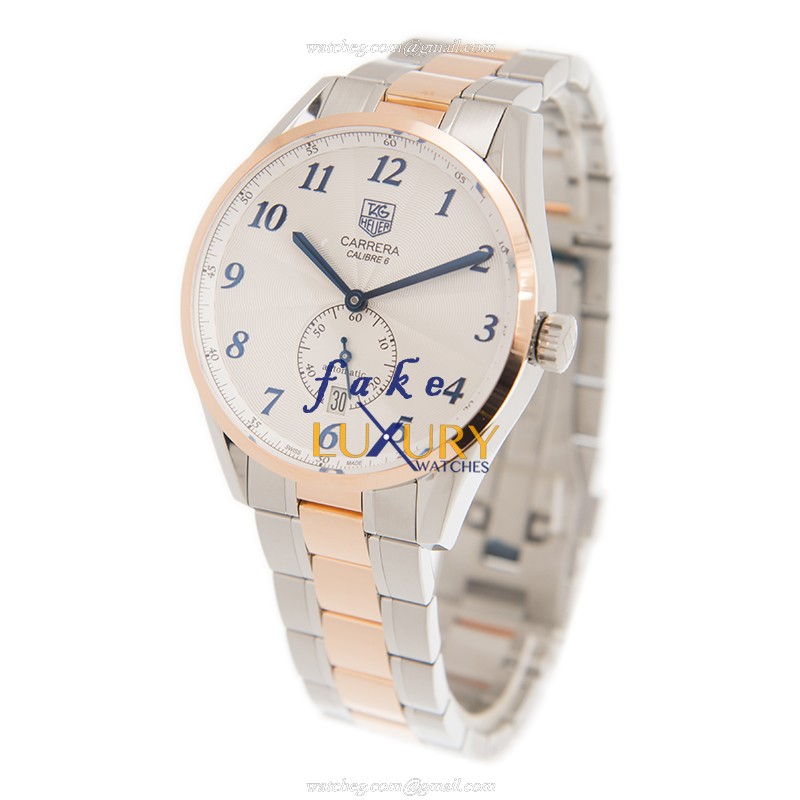 Tag Heuer Carrera WAS2153-BD0734 Replica Watch, White Dial, Rose Gold & Steel Case, Automatic - Image 3