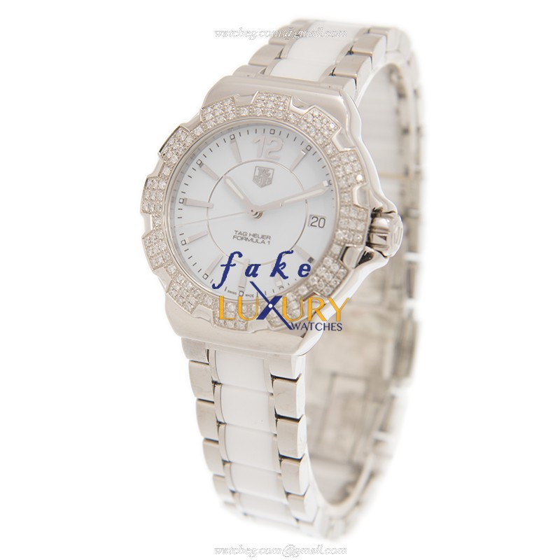Tag Heuer F1 WAH1218-BA0861 Replica Watch - Quartz - White Dial - Stainless Steel Diamonds Case - Image 3