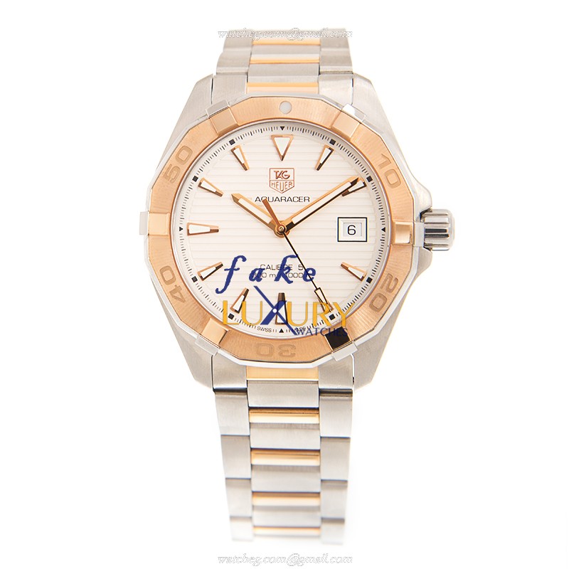 Tag Heuer WAY2150-BD0911 Aquaracer Replica Watch, Automatic, White Dial, Rose Gold & Steel - Image 2