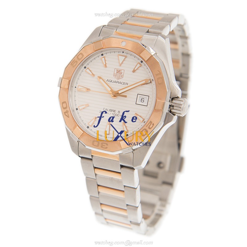 Tag Heuer WAY2150-BD0911 Aquaracer Replica Watch, Automatic, White Dial, Rose Gold & Steel - Image 3