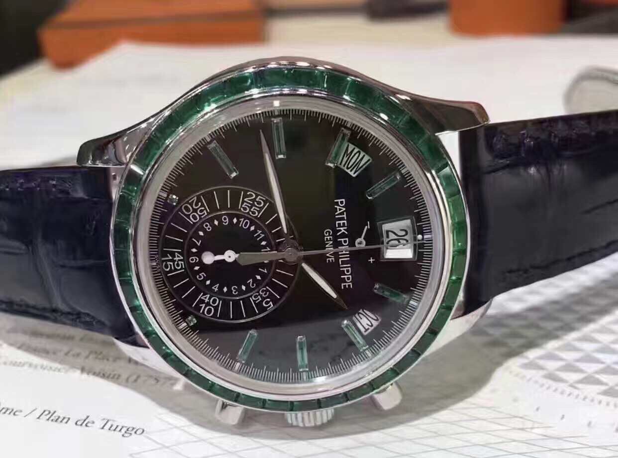 Patek Philippe 5961/13P-010 COMPLICATIONS Automatic Platinum Black Dial Alligator Strap Replica - Image 5
