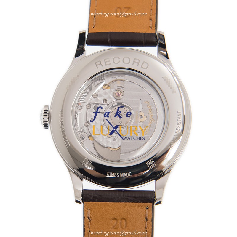 Longines L2.821.4.11.2 Record Automatic White Dial Brown Leather Strap Stainless Steel Replica Watch - Image 3