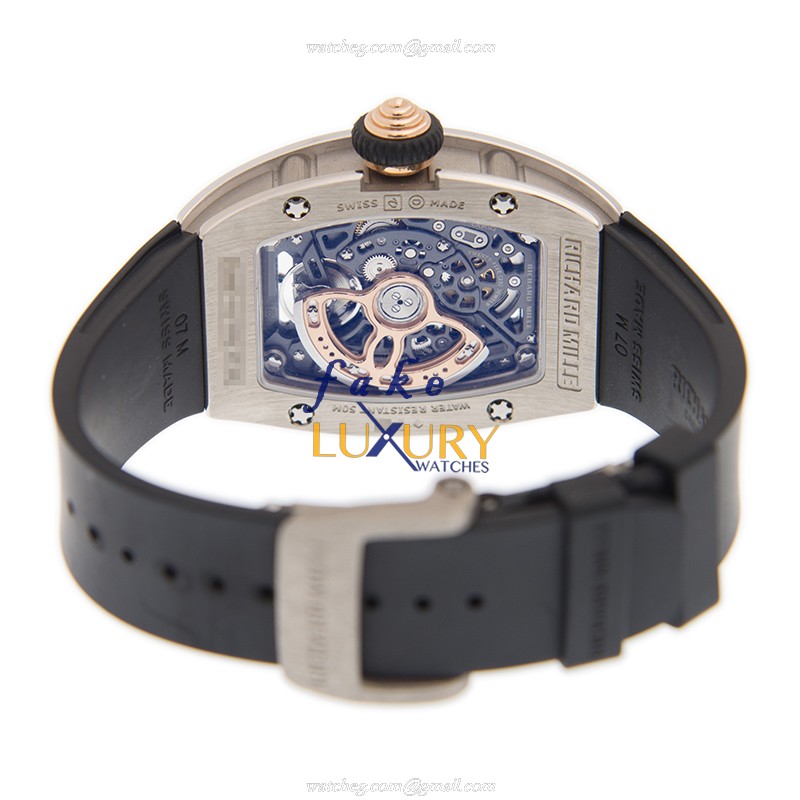 Richard Mille RM07-01 WG BLACK Automatic 18kt White Gold Diamond Silver Dial Rubber Strap Replica - Image 4