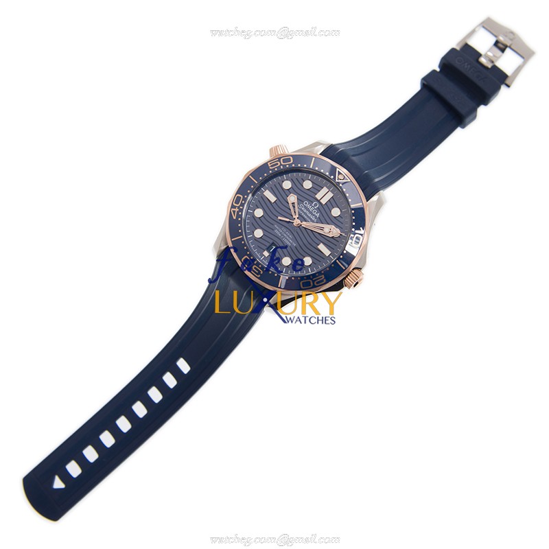 Omega 210.22.42.20.03.002 Automatic 18kt Rose Gold & Steel Replica Watch - Swiss Movement, Blue - Image 2
