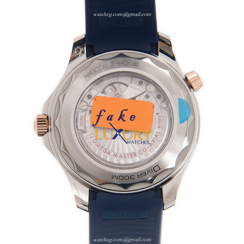 Omega 210.22.42.20.03.002 Automatic 18kt Rose Gold & Steel Replica Watch - Swiss Movement, Blue - Image 3