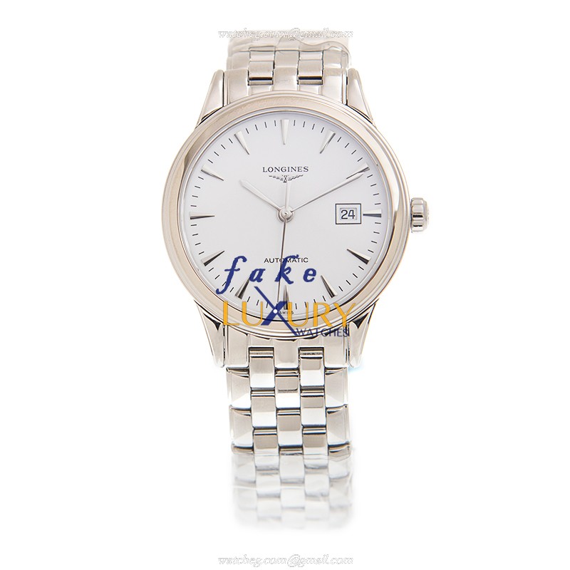Longines L4.374.4.12.6 Replica Watch, Automatic, White Dial, Steel Case, Silver Bracelet - Image 2