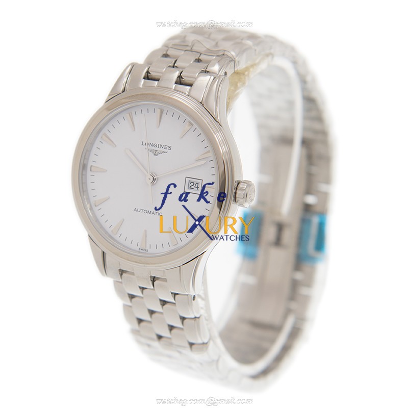 Longines L4.374.4.12.6 Replica Watch, Automatic, White Dial, Steel Case, Silver Bracelet - Image 3
