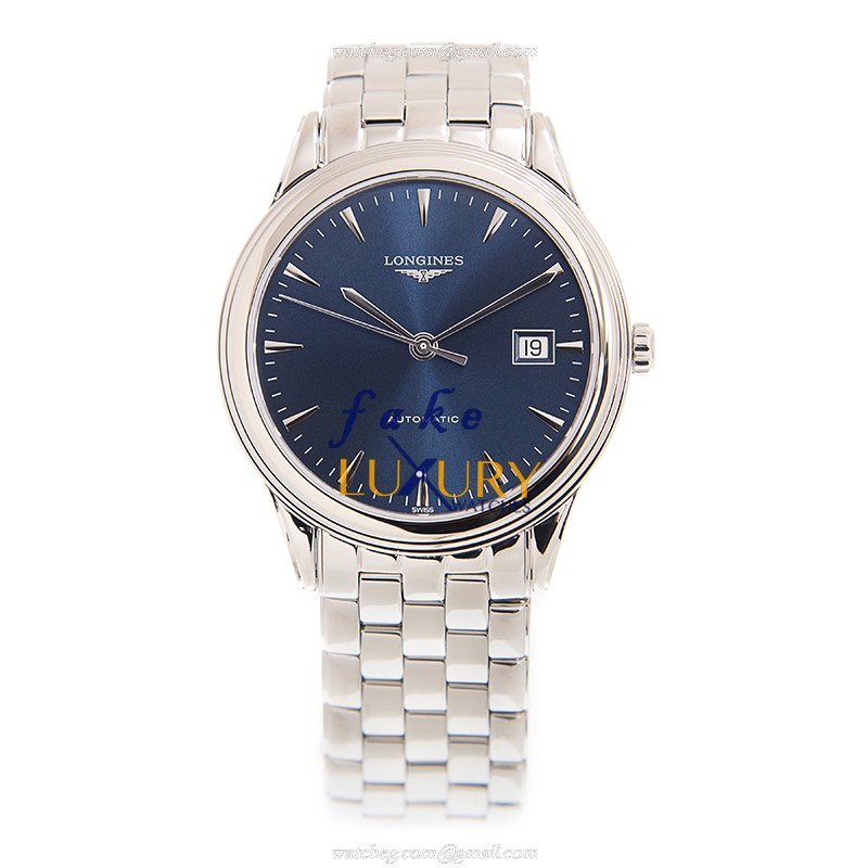 Longines L4.974.4.92.6 FLAGSHIP Replica Watch, Blue Dial, Automatic Movement, Steel Bracelet - Image 2