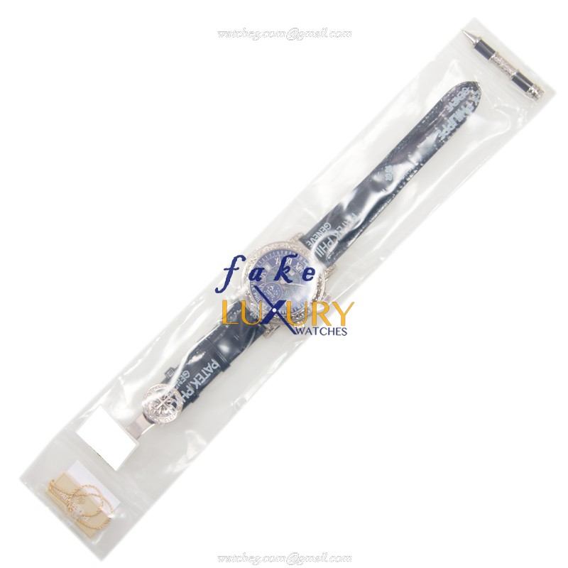 Patek Philippe 6002G-001 Replica Watch Manual Wind 18kt White Gold Blue Dial Alligator Strap - Image 2
