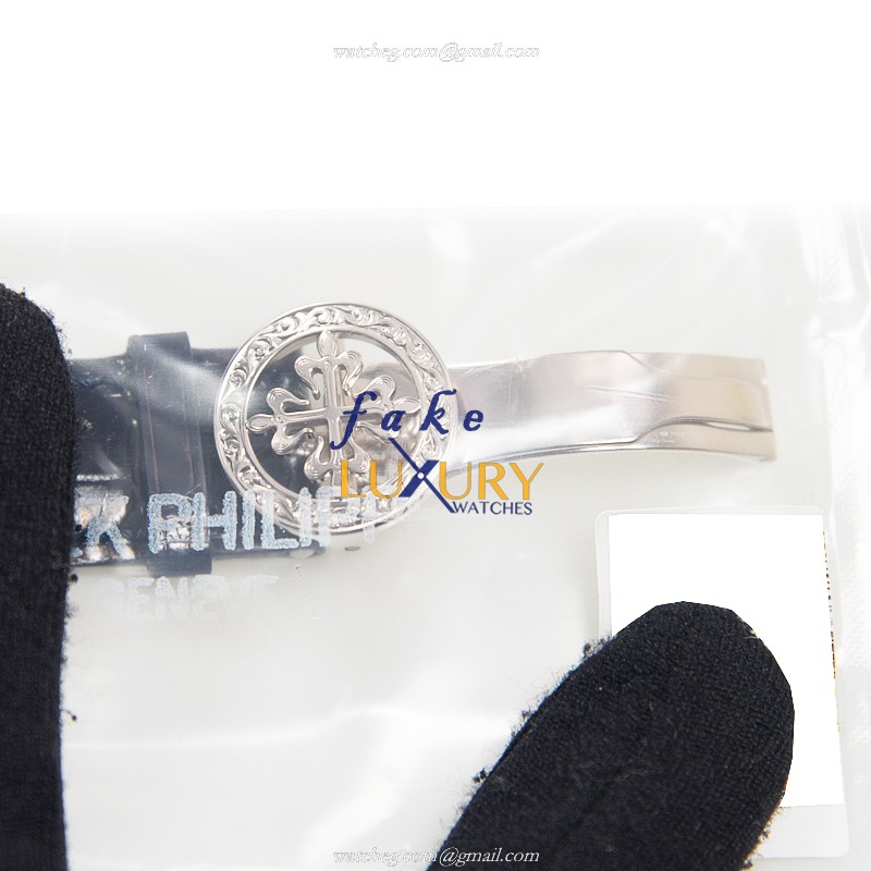 Patek Philippe 6002G-001 Replica Watch Manual Wind 18kt White Gold Blue Dial Alligator Strap - Image 4