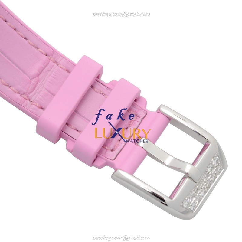 Franck Muller V 32 QZ D COL DRM AC.RS Vanguard Replica Watch Quartz Silver Dial Pink Leather Strap - Image 4