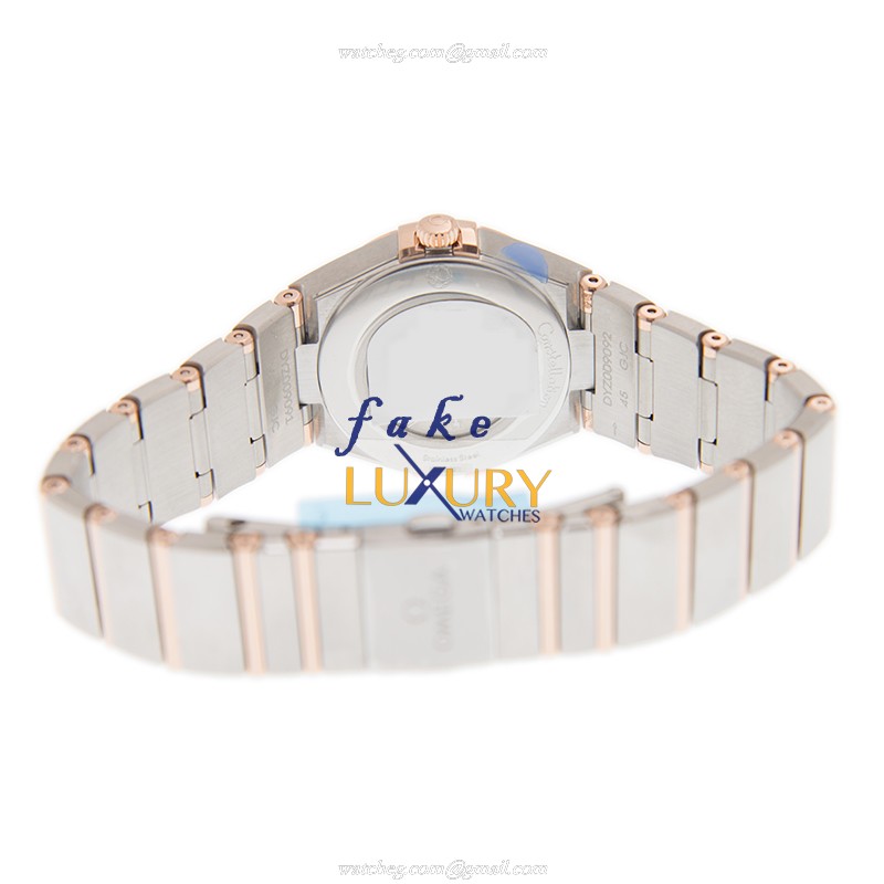 Omega 131.20.28.60.02.001 Constellation Quartz 28mm 18kt Rose Gold Steel White Dial Replica Watch - Image 4