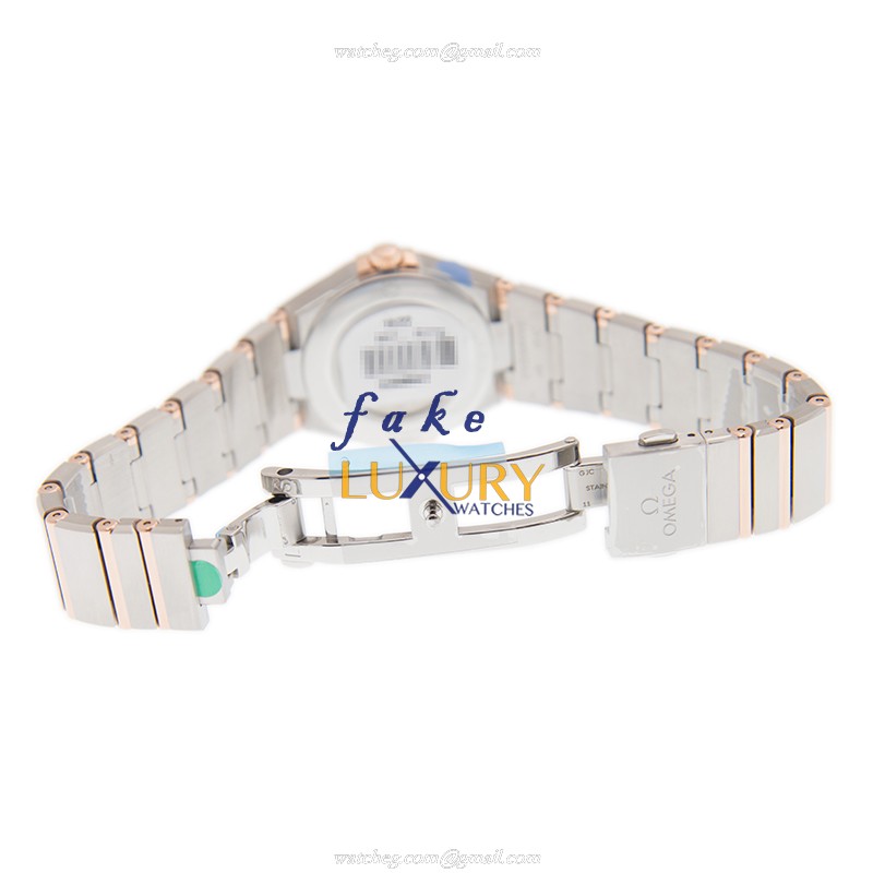 Omega 131.20.28.60.02.001 Constellation Quartz 28mm 18kt Rose Gold Steel White Dial Replica Watch - Image 5