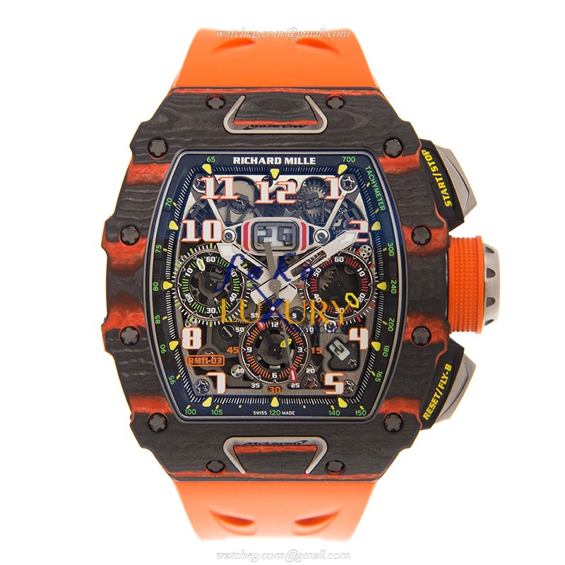 Richard Mille RM11-03 MCL CA-FQ Replica Watch, Automatic Movement, Silver Ceramic Case, Orange - Image 2