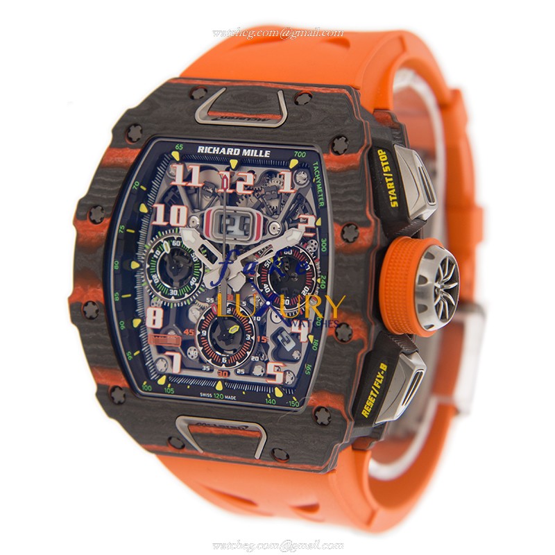 Richard Mille RM11-03 MCL CA-FQ Replica Watch, Automatic Movement, Silver Ceramic Case, Orange - Image 3