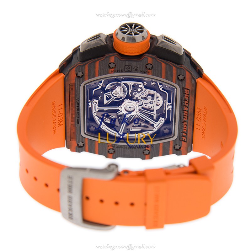 Richard Mille RM11-03 MCL CA-FQ Replica Watch, Automatic Movement, Silver Ceramic Case, Orange - Image 4