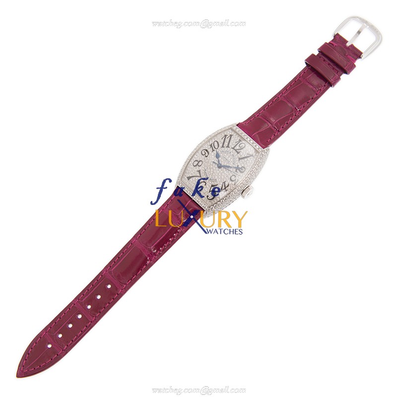 Franck Muller 5850 SC D CD OG Cintree Curvex Automatic 18kt White Gold Diamond Pink Leather - Image 2
