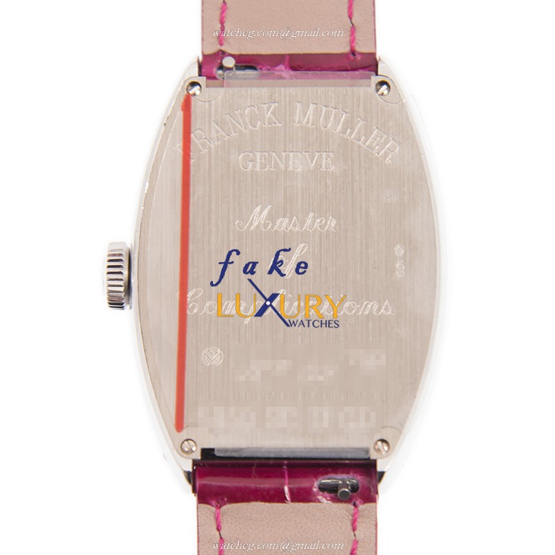 Franck Muller 5850 SC D CD OG Cintree Curvex Automatic 18kt White Gold Diamond Pink Leather - Image 4