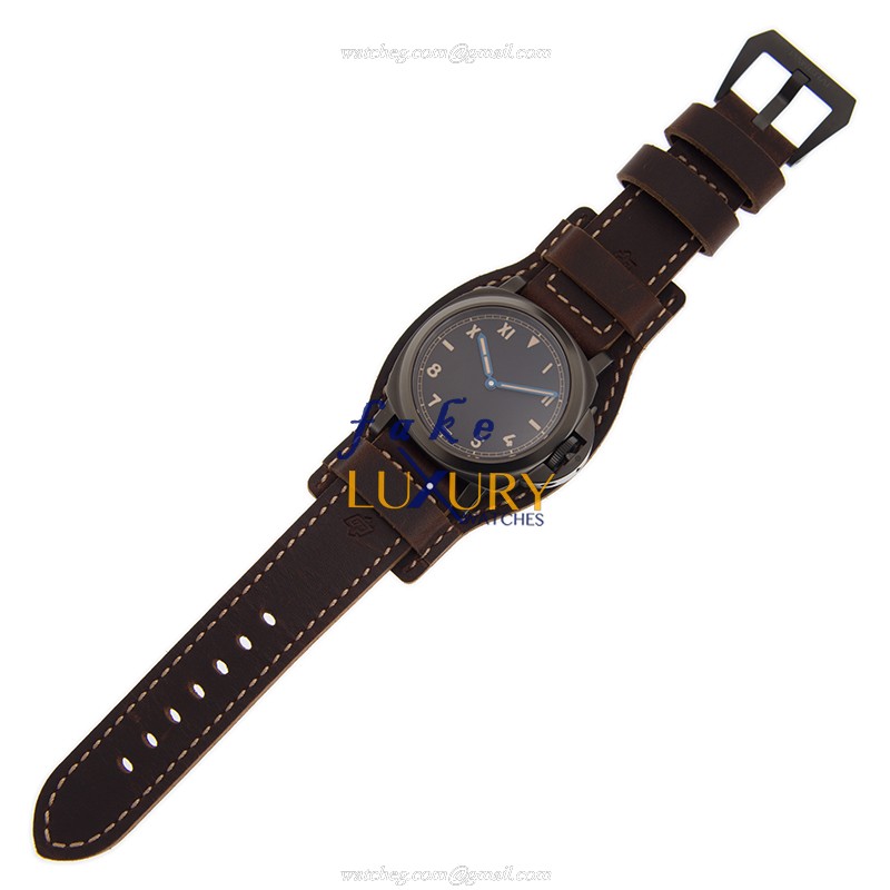 Panerai PAM00779 LUMINOR Manual Wind PVD Titanium 15202ST.OO.1240ST.01 | Black Dial | Brown Leather - Image 2