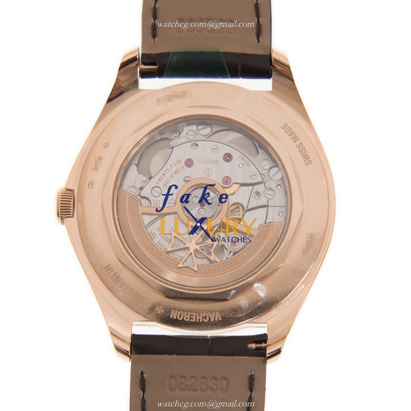 Vacheron Constantin 4600E/000R-B441 Fiftysix Replica Watch, White Dial, Rose Gold Case, Leather - Image 3