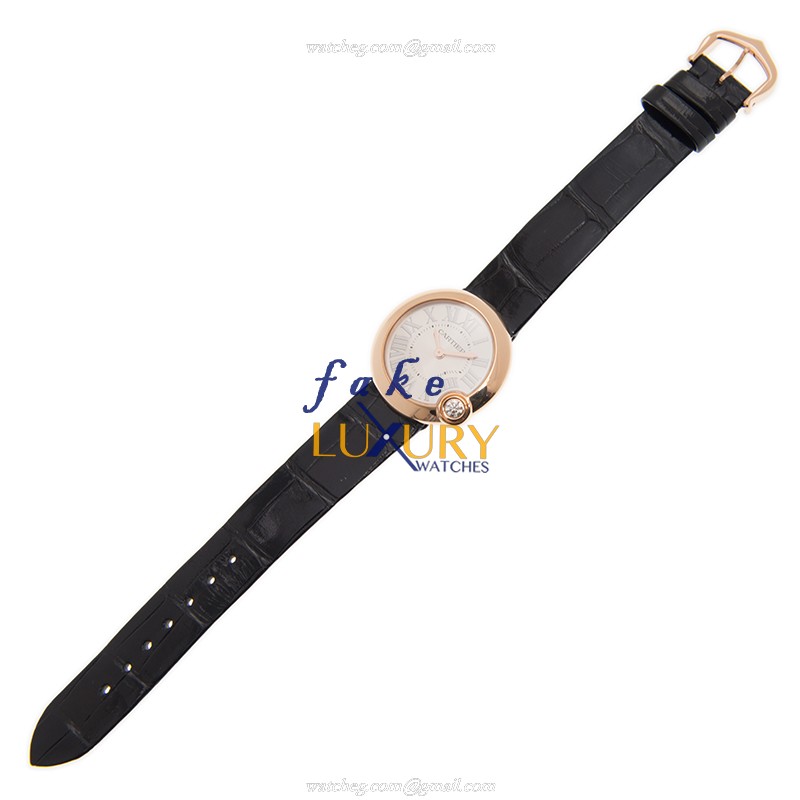 Cartier WGBL0003 Ballon Blanc De Cartier Replica Watch, 30mm Quartz, Silver Dial, 18kt Rose Gold - Image 2