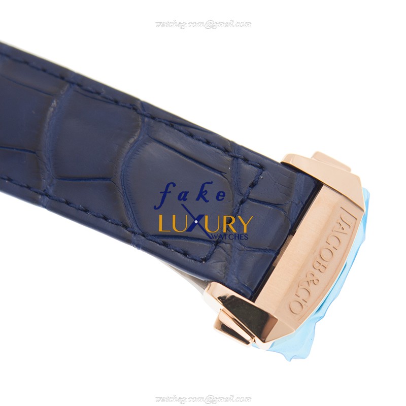 Jacob & Co AT130.48.HD.UC.B FL4D Automatic 18kt Rose Gold Replica Watch - Pink Dial, Dark Blue - Image 4