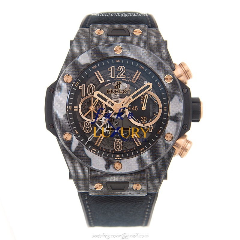 Hublot 411.YT.1198.NR.ITI16 Carbon Fiber Automatic Replica Watch - Black Dial & Nylon Strap - Image 2