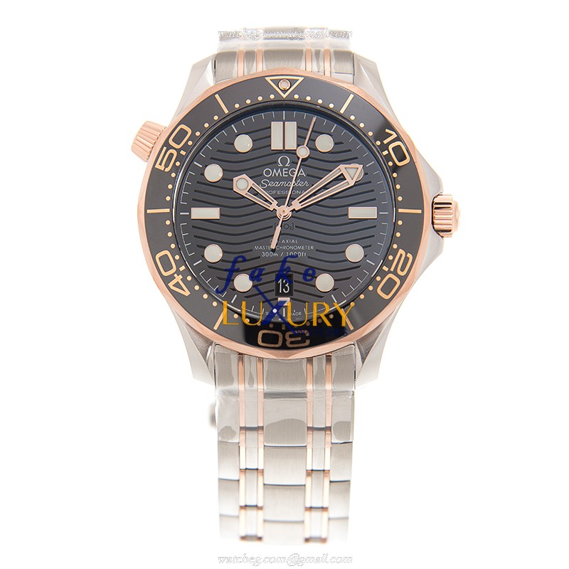Omega 210.20.42.20.01.001 Seamaster Automatic 18kt Rose Gold Steel Black Dial Replica Watch - Image 2