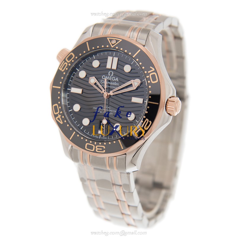 Omega 210.20.42.20.01.001 Seamaster Automatic 18kt Rose Gold Steel Black Dial Replica Watch - Image 3